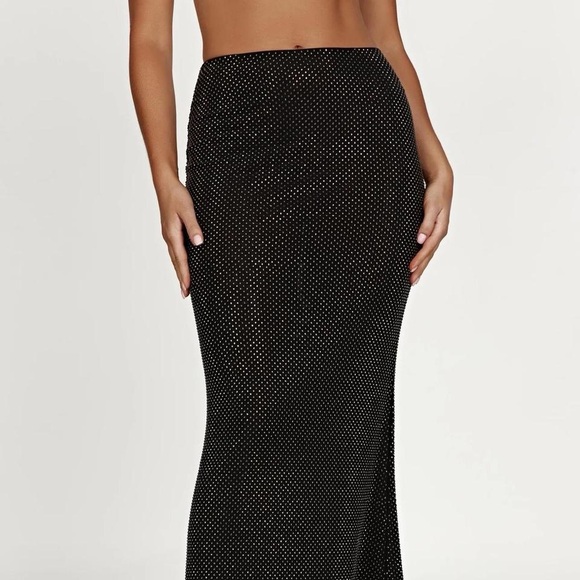 NWT Meshki ERIKA Diamante Maxi Skirt - Black - Picture 6 of 8